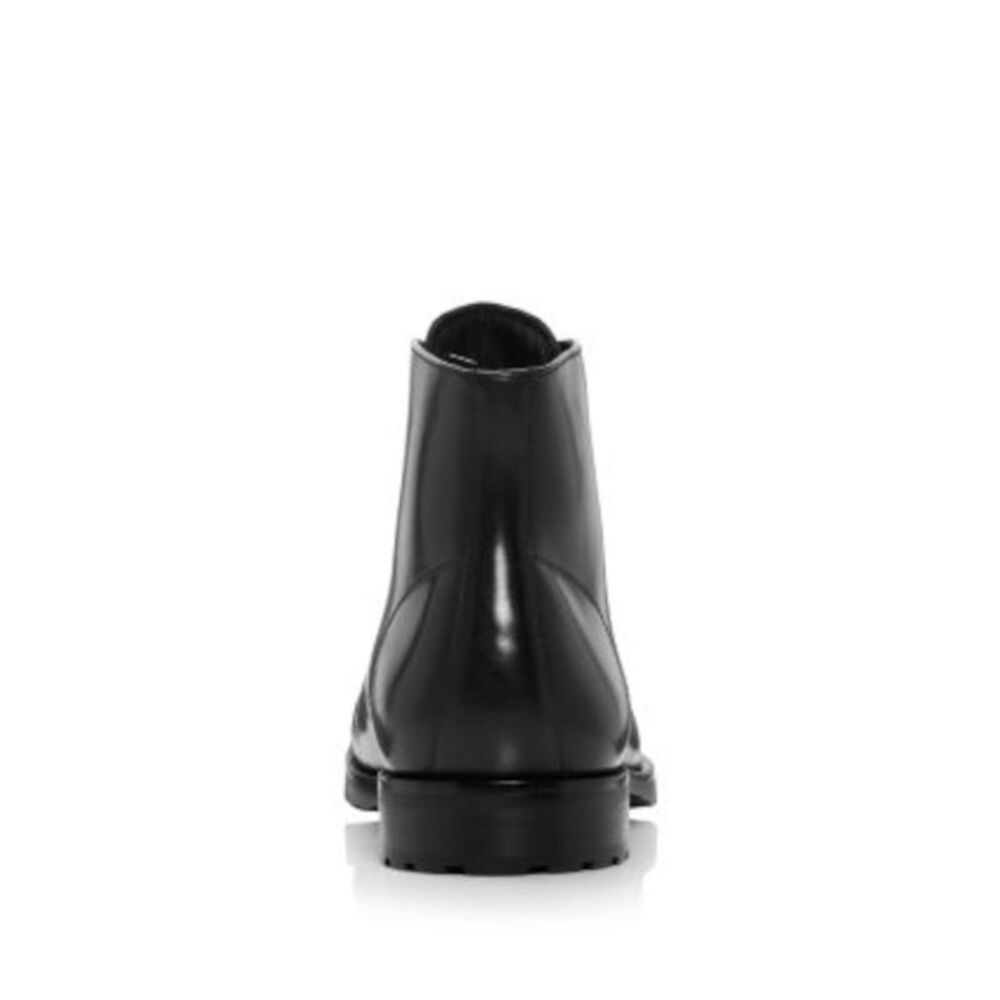 THE MENS STORE Mens Black Traction Cap Toe Block Heel Leather Boots Shoes 12 - Picture 2 of 4